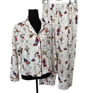 ROCKETWEAR Pajamas 2 Pc Brushed Cotton Exercise Gals Print Women’s Jr Size M